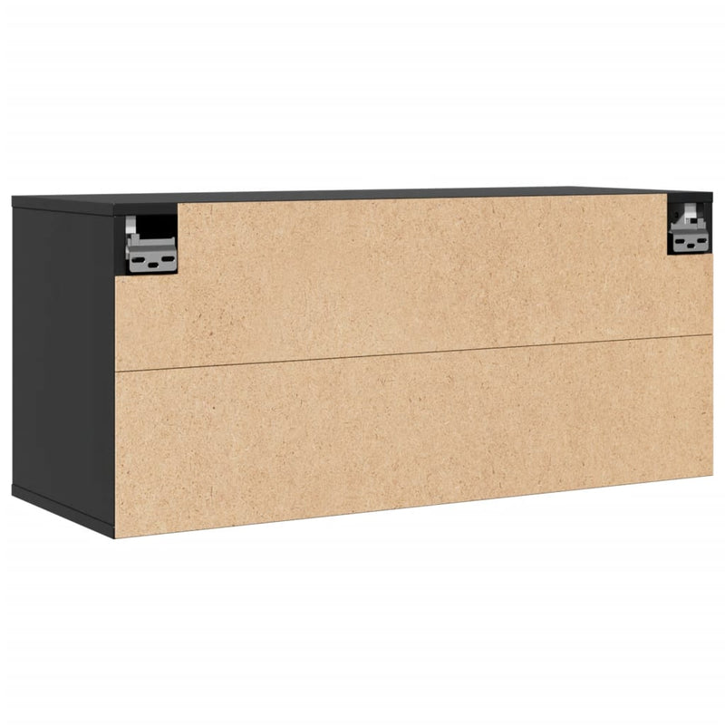 vidaXL fekete tömör fenyőfa faliszekrény 80 x 30 x 35 cm