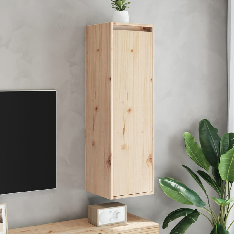 vidaXL fekete tömör fenyőfa faliszekrény 30 x 30 x 100 cm