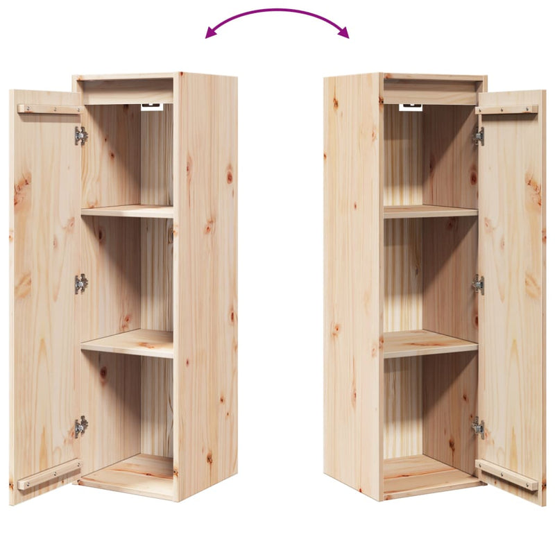 vidaXL fekete tömör fenyőfa faliszekrény 30 x 30 x 100 cm