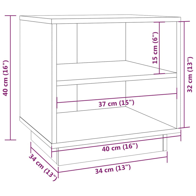 vidaXL 2 db szürke tömör fenyőfa éjjeliszekrény 40 x 34 x 40 cm