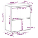 vidaXL fehér tömör fenyőfa tálalószekrény 60 x 34 x 75 cm