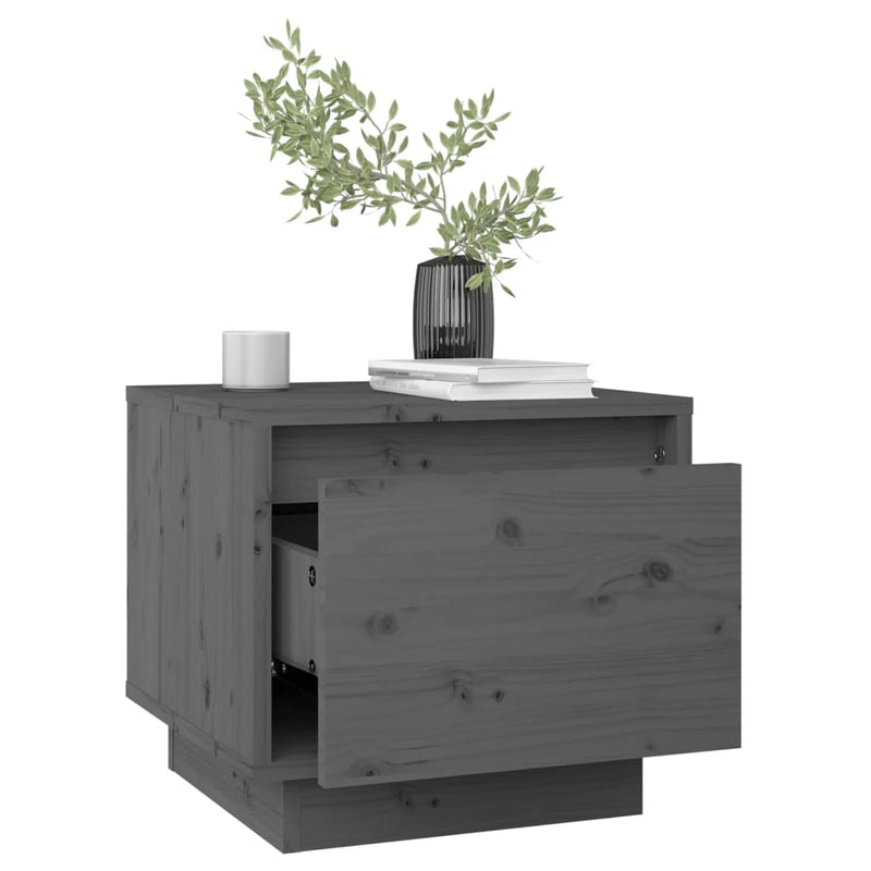 vidaXL 2 db szürke tömör fenyőfa éjjeliszekrény 35 x 34 x 32 cm