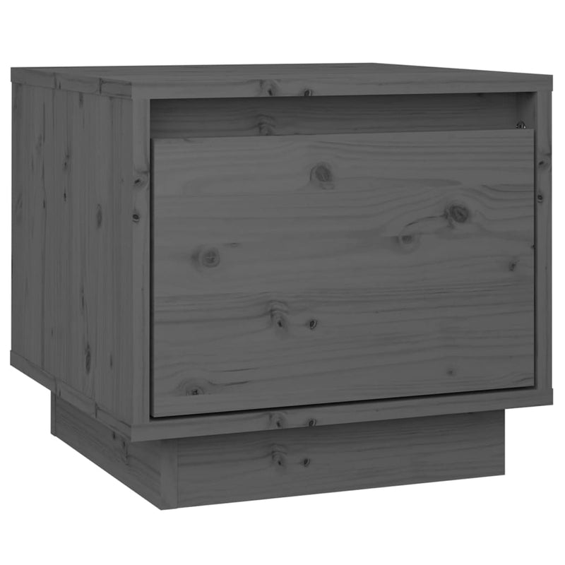 vidaXL 2 db szürke tömör fenyőfa éjjeliszekrény 35 x 34 x 32 cm