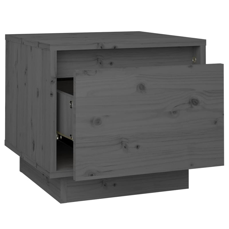 vidaXL 2 db szürke tömör fenyőfa éjjeliszekrény 35 x 34 x 32 cm