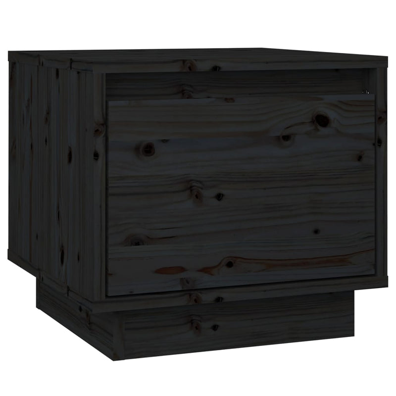 vidaXL fekete tömör fenyőfa éjjeliszekrény 35 x 34 x 32 cm