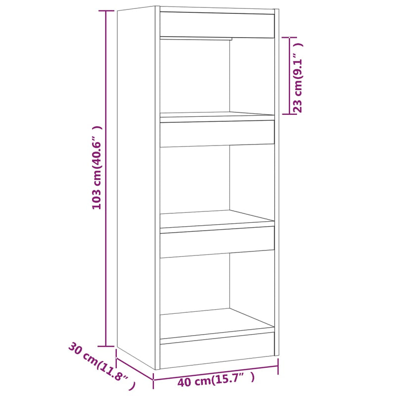 vidaXL betonszürke szerelt fa könyvszekrény/térelválasztó 40x30x103 cm