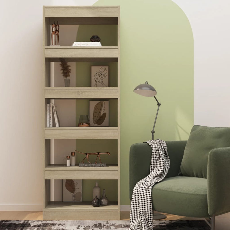 vidaXL sonoma tölgy színű fa könyvszekrény/térelválasztó 60x30x166 cm