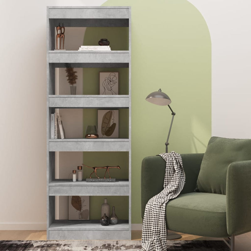 vidaXL betonszürke szerelt fa könyvszekrény/térelválasztó 60x30x166 cm