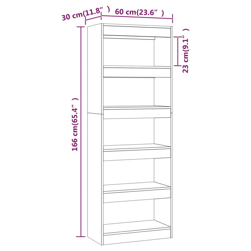 vidaXL betonszürke szerelt fa könyvszekrény/térelválasztó 60x30x166 cm