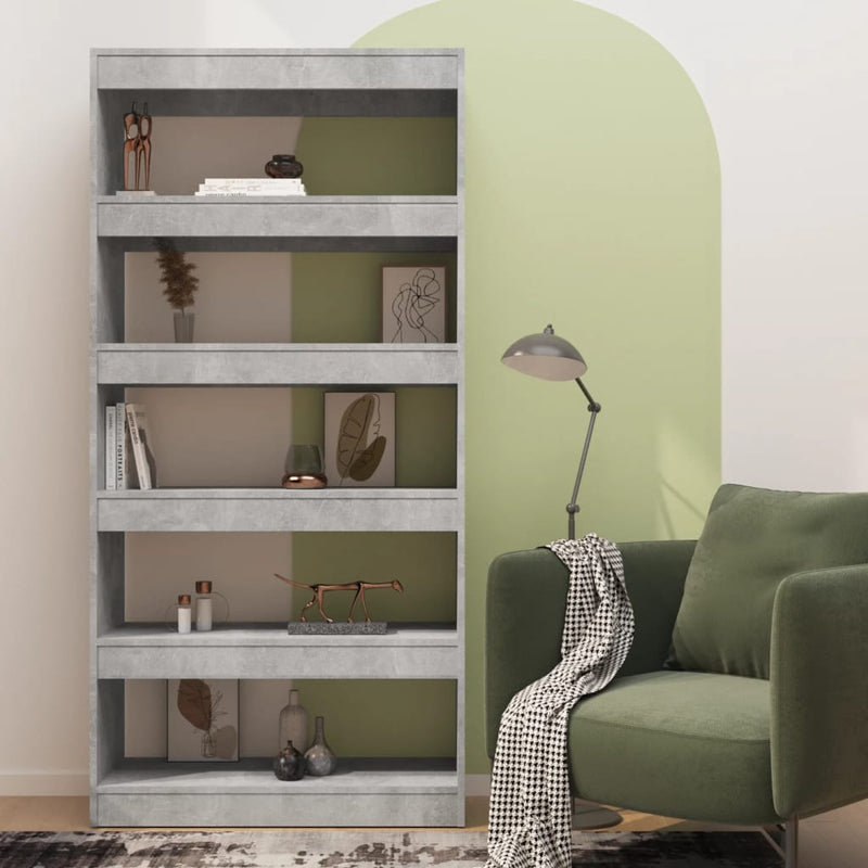 vidaXL betonszürke térelválasztó könyvszekrény 80x30x166 cm