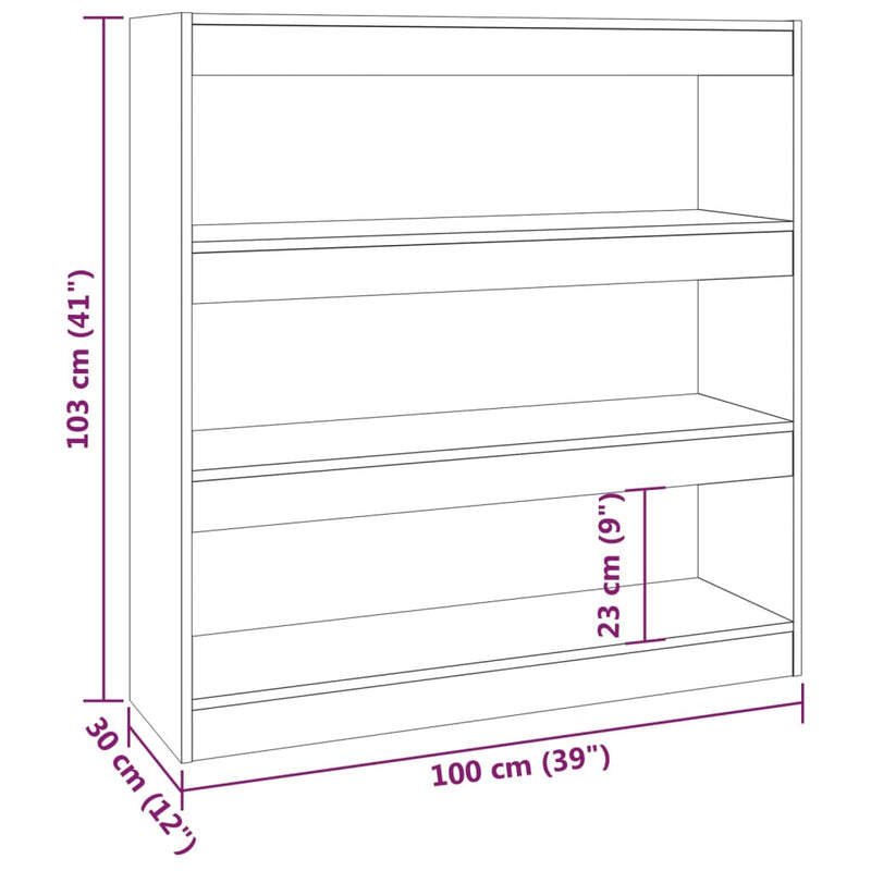 vidaXL fekete térelválasztó könyvszekrény 100 x 30 x 103 cm