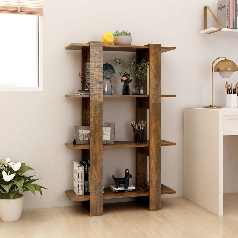 vidaXL füstös tölgy színű térelválasztó könyvszekrény 80x30x123,5 cm