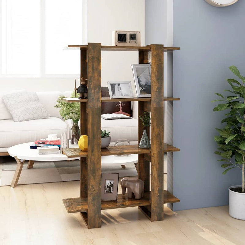 vidaXL füstös tölgy színű térelválasztó könyvszekrény 80x30x123,5 cm
