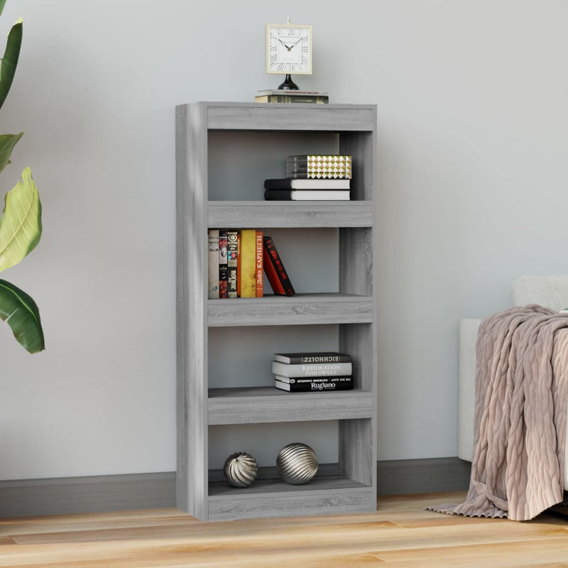 vidaXL szürke sonoma színű fa könyvszekrény/térelválasztó 60x30x135 cm