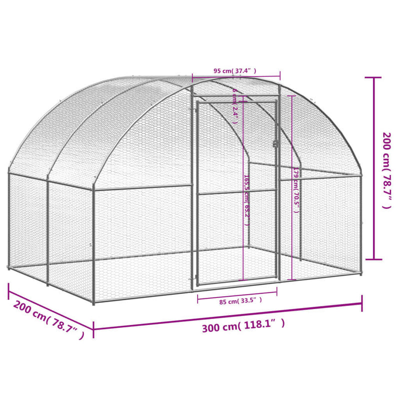 vidaXL kültéri horganyzott acél tyúkól 3 x 2 x 2 m