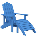 vidaXL 2 db vízkék HDPE kerti adirondack szék lábtartóval