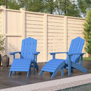 vidaXL 2 db vízkék HDPE kerti adirondack szék lábtartóval