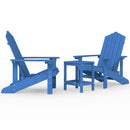 vidaXL vízkék HDPE kerti adirondack székek asztallal
