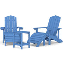 vidaXL vízkék HDPE kerti adirondack székek lábtartóval és asztallal