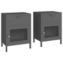 vidaXL 2 db antracitszürke acél és üveg éjjeliszekrény 40x30x54,5 cm