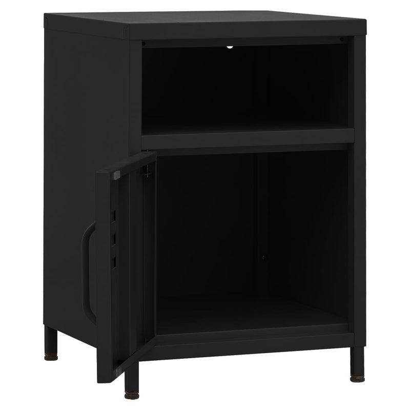 vidaXL 2 db fekete acél éjjeliszekrény 35 x 35 x 51 cm