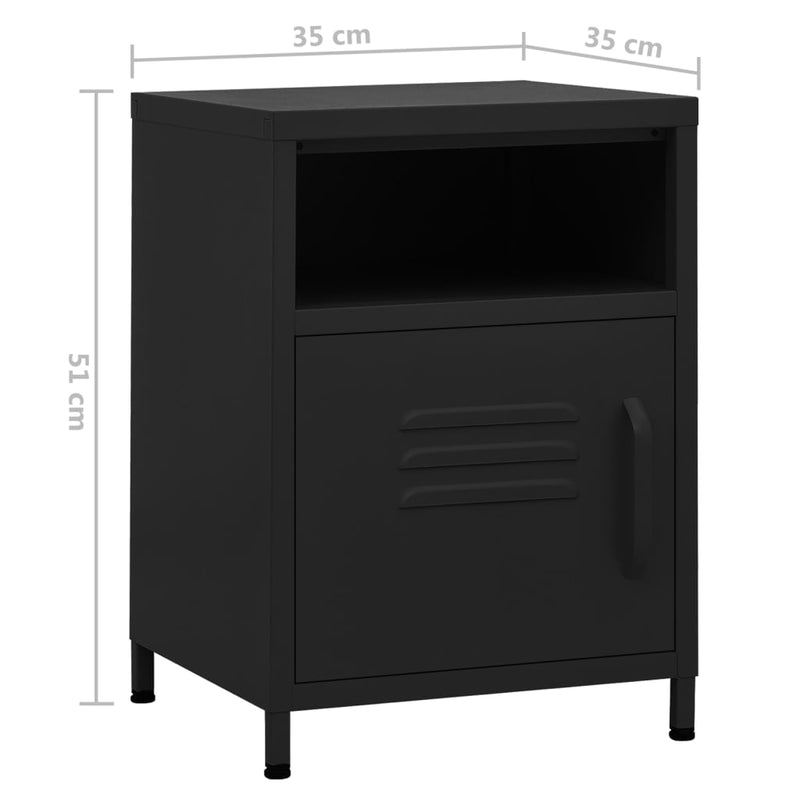 vidaXL 2 db fekete acél éjjeliszekrény 35 x 35 x 51 cm