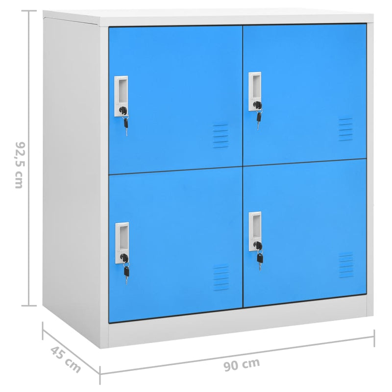 vidaXL 2 db világosszürke-kék acél zárható szekrény 90 x 45 x 92,5 cm