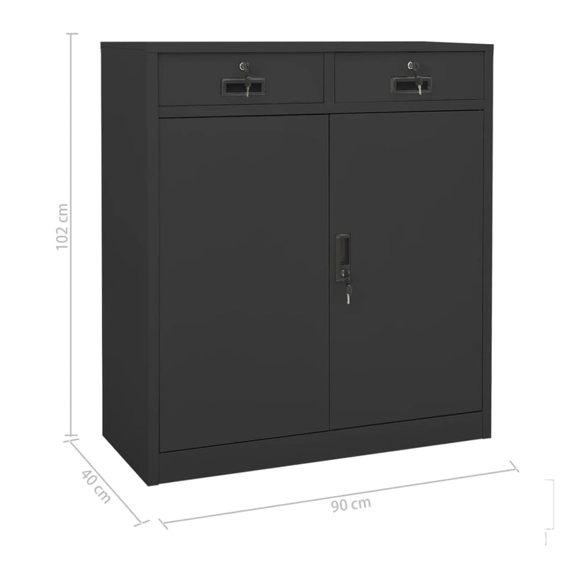 vidaXL antracitszürke acél irodai szekrény ültetőládával 90x40x125 cm
