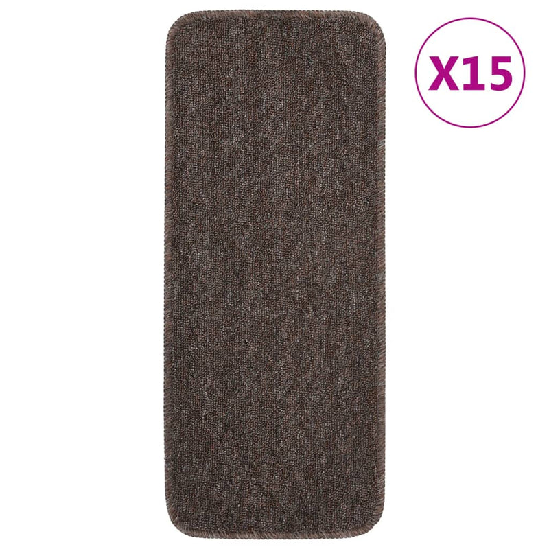 vidaXL 15 db barna négyszögű csúszásmentes lépcsőszőnyeg 60 x 25 cm