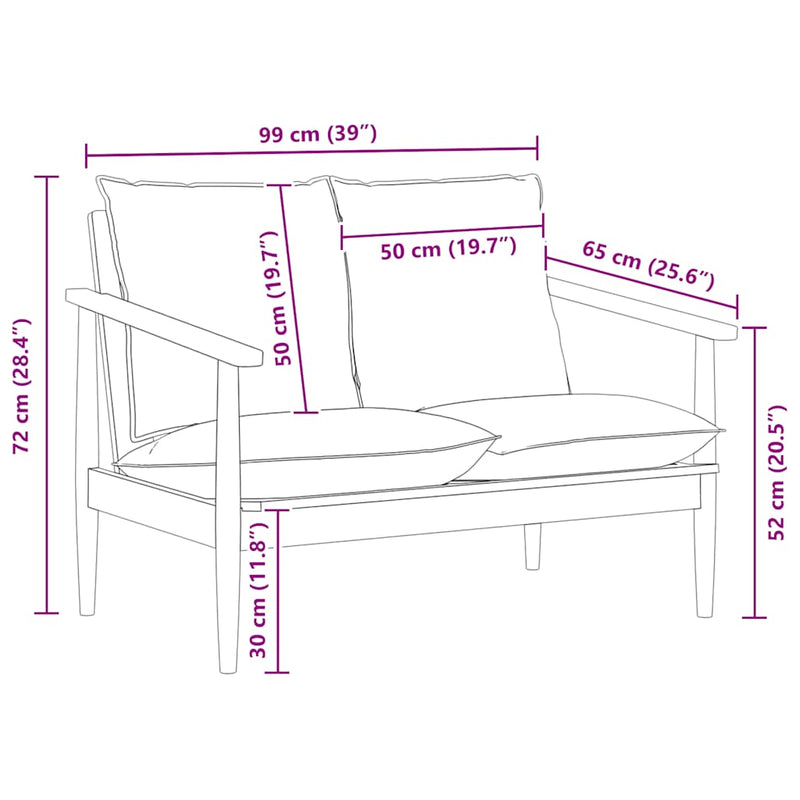 vidaXL fekete 2 személyes valódi bőr és tömör akácfa kanapé