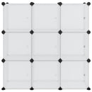 vidaXL átlátszó PP tárolókocka-rendszerező 9 kockával és ajtókkal