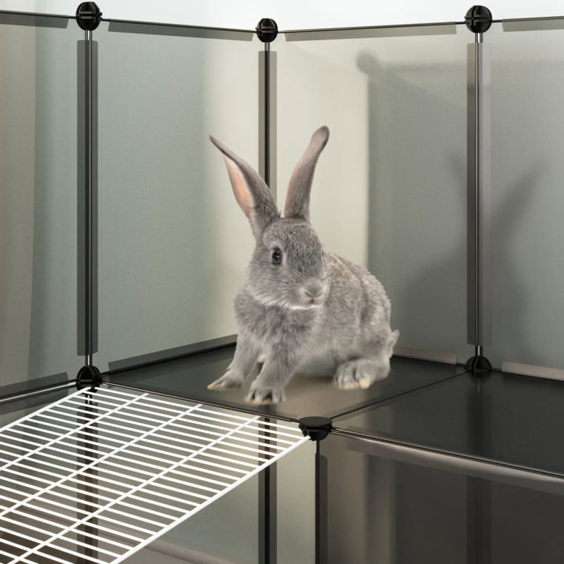 vidaXL fekete polipropilén és acél kisállatketrec 143 x 107 x 93 cm