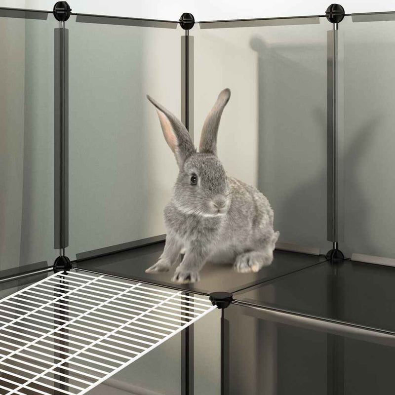 vidaXL fekete polipropilén és acél kisállatketrec 143 x 107 x 93 cm