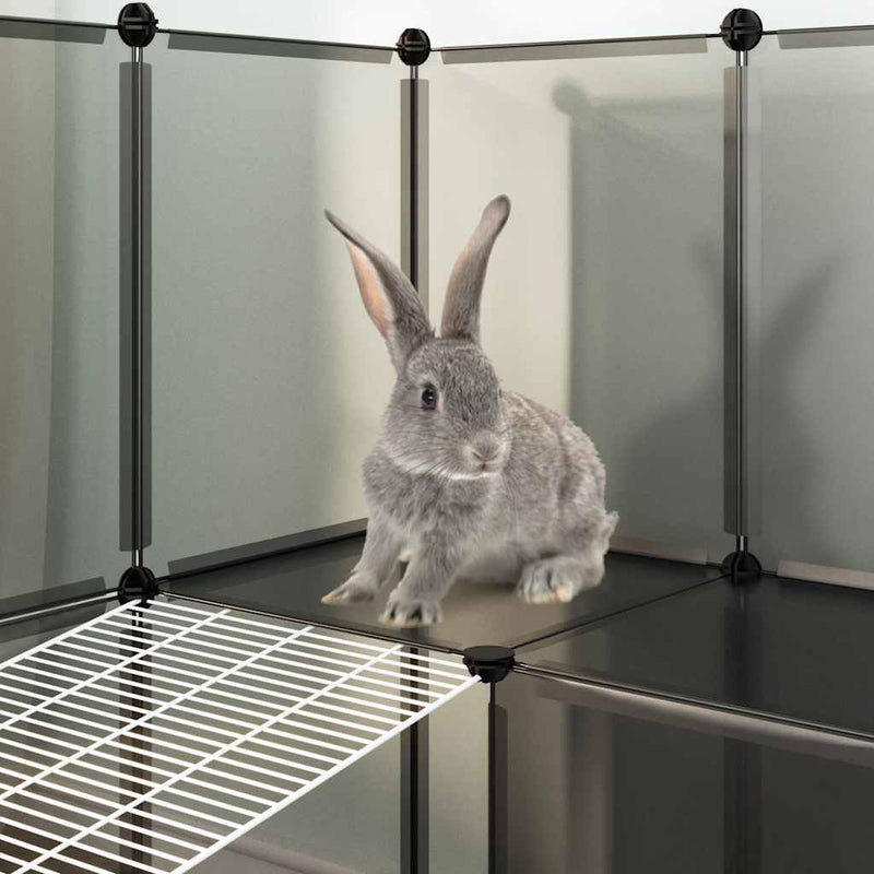 vidaXL fekete polipropilén és acél kisállatketrec 142 x 74 x 93 cm