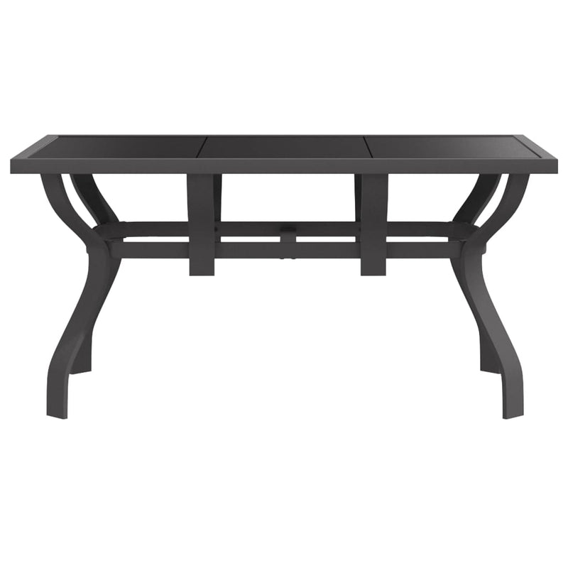 vidaXL szürke és fekete acél és üveg kerti asztal 140x70x70 cm