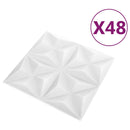 vidaXL 48 darab origami fehér 3D fali panel 50 x 50 cm 12 m²