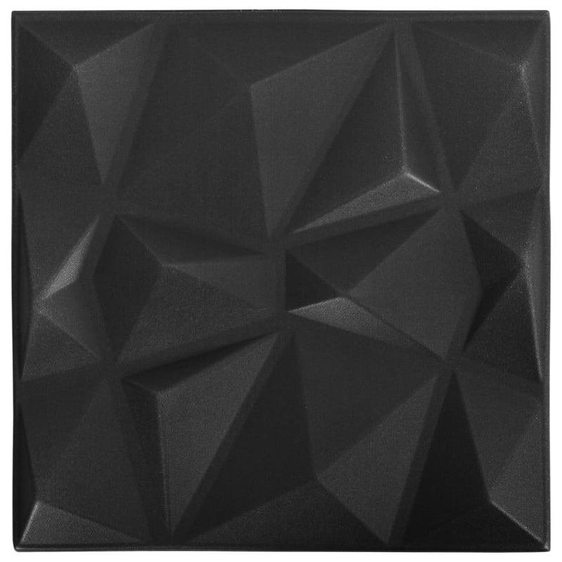 vidaXL 48 darab gyémánt fekete 3D fali panel 50 x 50 cm 12 m²