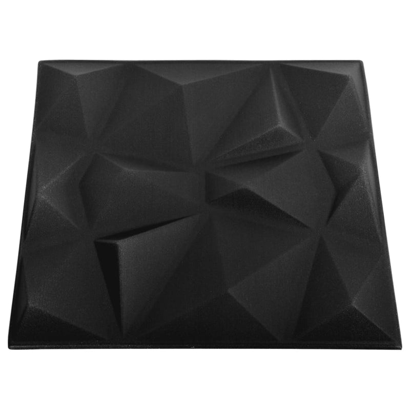 vidaXL 48 darab gyémánt fekete 3D fali panel 50 x 50 cm 12 m²