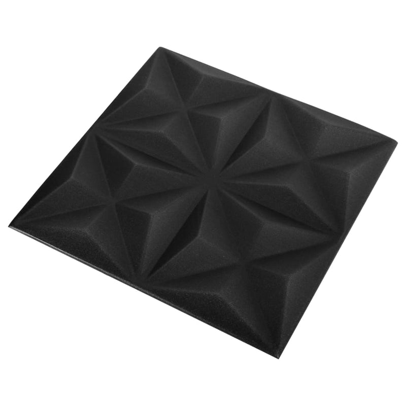 vidaXL 24 darab origami fekete 3D fali panel 50 x 50 cm 6 m²