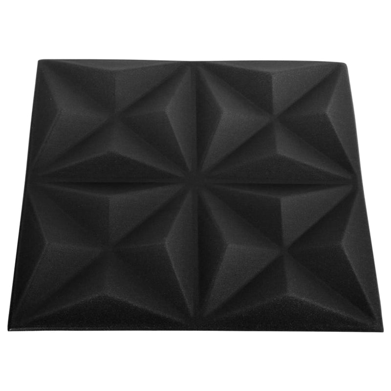 vidaXL 24 darab origami fekete 3D fali panel 50 x 50 cm 6 m²