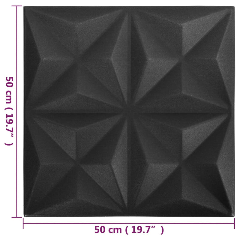 vidaXL 24 darab origami fekete 3D fali panel 50 x 50 cm 6 m²