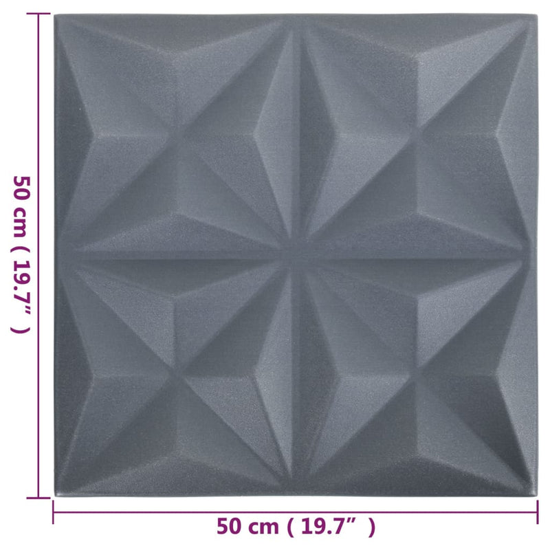 vidaXL 24 darab origami szürke 3D fali panel 50 x 50 cm 6 m²