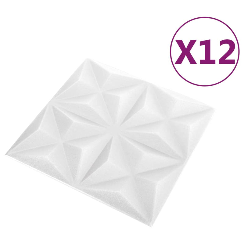 vidaXL 12 darab origami fehér 3D fali panel 50 x 50 cm 3 m²