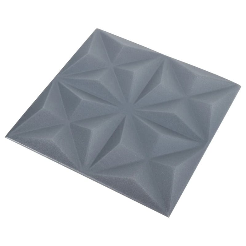 vidaXL 12 darab origami szürke 3D fali panel 50 x 50 cm 3 m²