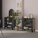 vidaXL 2 db szürke fém és MDF tárolószekrény 72 x 36 x 82 cm