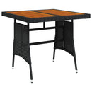 vidaXL fekete polyrattan és tömör akácfa kerti asztal 70 x 70 x 72 cm