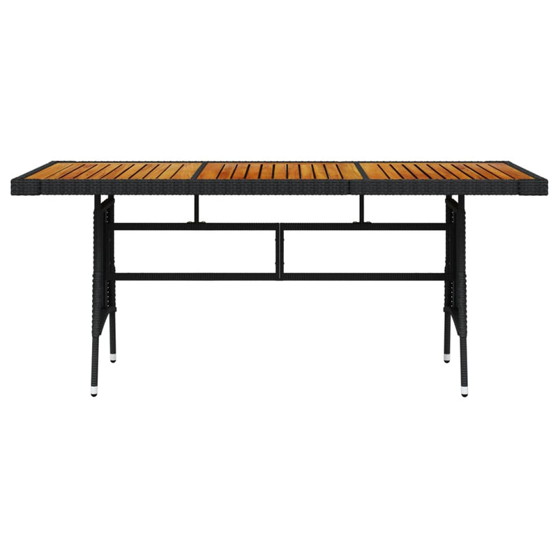 vidaXL fekete polyrattan és tömör akácfa kerti asztal 160 x 70 x 72 cm