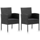vidaXL 2 db fekete polyrattan kerti szék fekete párnákkal