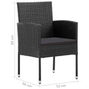vidaXL 2 db fekete polyrattan kerti szék fekete párnákkal