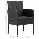 vidaXL 4 db fekete polyrattan kerti szék fekete párnákkal